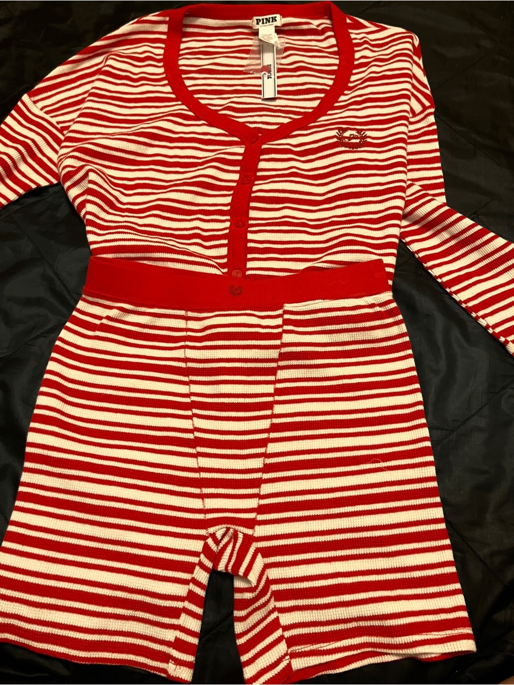 PINK Victoria's Secret Red & White Striped Women’s pajama set XS new